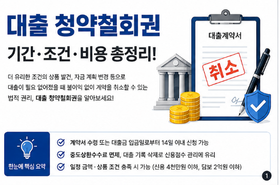 대출 청약철회권 뜻과 신청 기간 방법 및 중도상환수수료 면제 조건