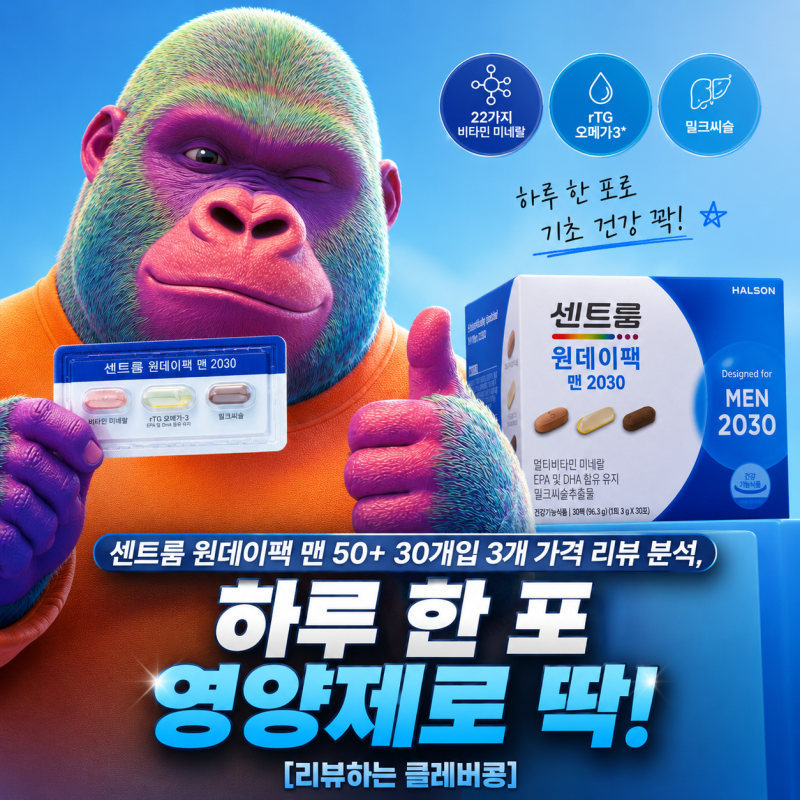 센트룸 원데이팩 맨 50+ 30개입 3개 가격 리뷰 분석, 하루 한 포 영양제 괜찮을까 [리뷰하는 클....