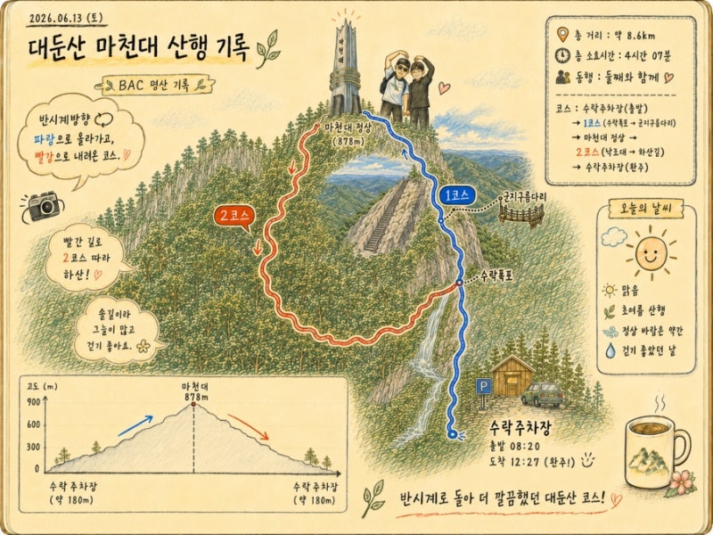 대둔산 수락계곡 등산코스｜논산 마천대 원점회귀 4시간 실제 후기