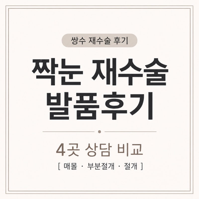 짝눈 쌍수 재수술 성형외과 4곳 발품 상담일지 (ㅇㅎㅅ, ㅂㄴㄴ, ㅇㄹ, ㅇㄹㅈ)