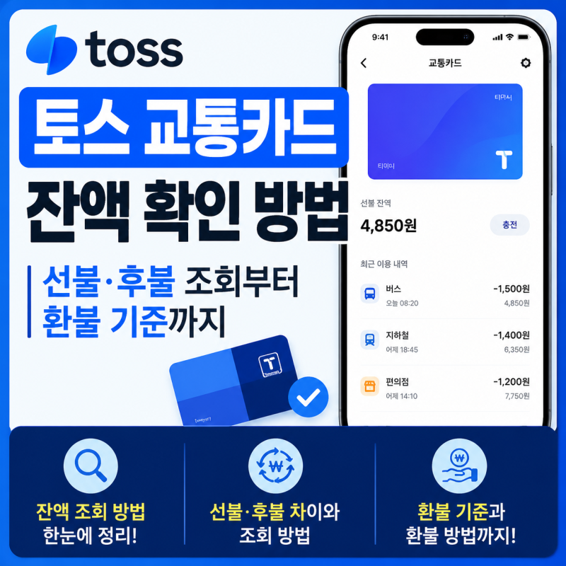 토스 교통카드 잔액 확인 방법｜선불·후불 조회부터 환불 기준까지