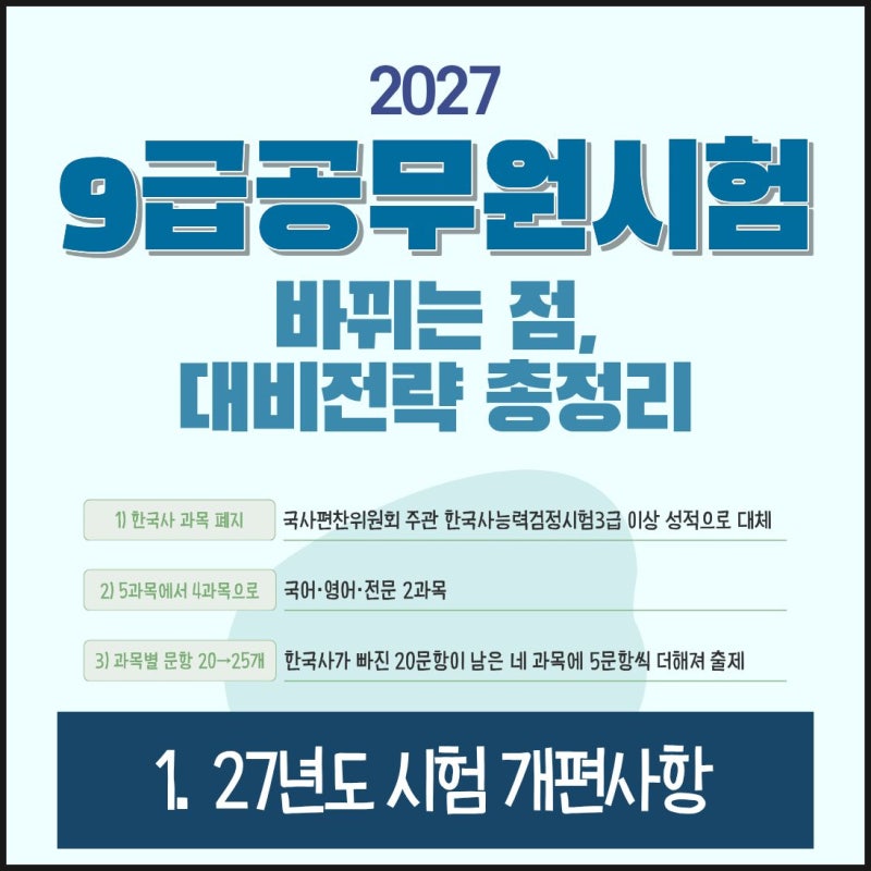 2027 9급공무원시험 바뀌는 점, 대비전략 총정리