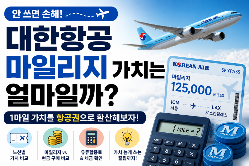 대한항공 마일리지 가치는 얼마일까? 환산 방법 총정리