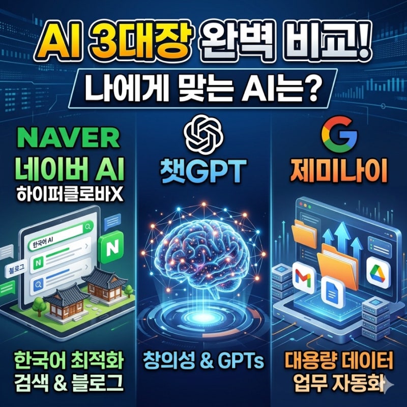 네이버 AI 검색 챗GPT 제미나이 차이점과 하이퍼클로바X 핵심 기능 특징 비교 완벽 가이드