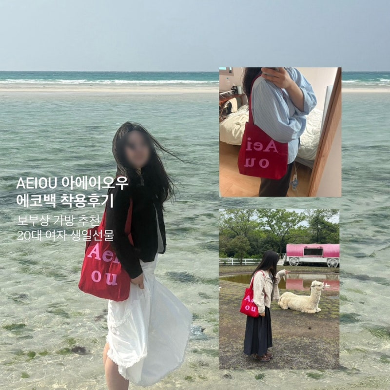 Aeiou 아에이오우 레드 에코백 착용 후기,보부상 가방 추천, 20대 여자 생일선물 추천