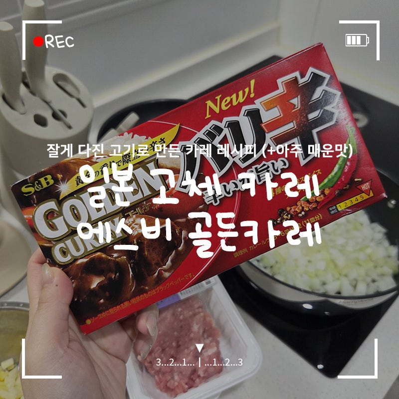 일본 고체 카레 '에스비 골든카레' 다진 고기로 만든 초간단 레시피, 실제 맵기 정도 (+아주 ....