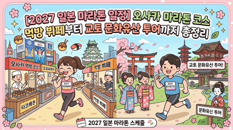 [2027 일본 마라톤 일정] 오사카 마라톤 코스 먹방 뷔페부터 교토 문화유산 투어까지 총정리