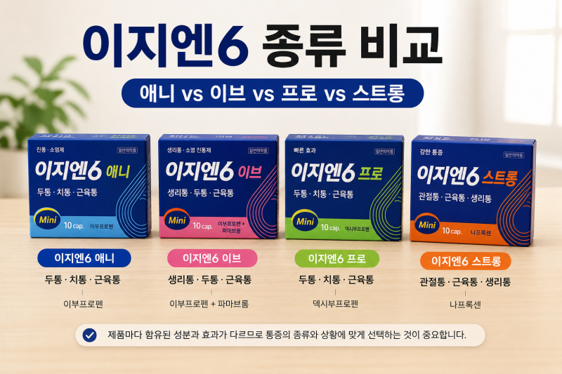 이지엔6 종류와 탁센 종류 비교 총정리, 어떤 진통제를 선택해야 할까?