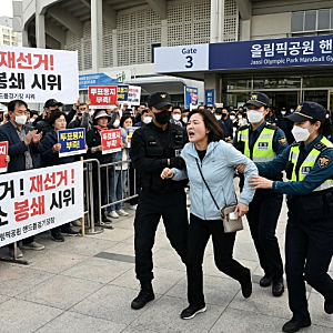 (사건사고)잠실 개표소 시위 현장, 경찰 향한 '침 뱉기' 논란… 폭행 및 공무집행방해 혐의 입....