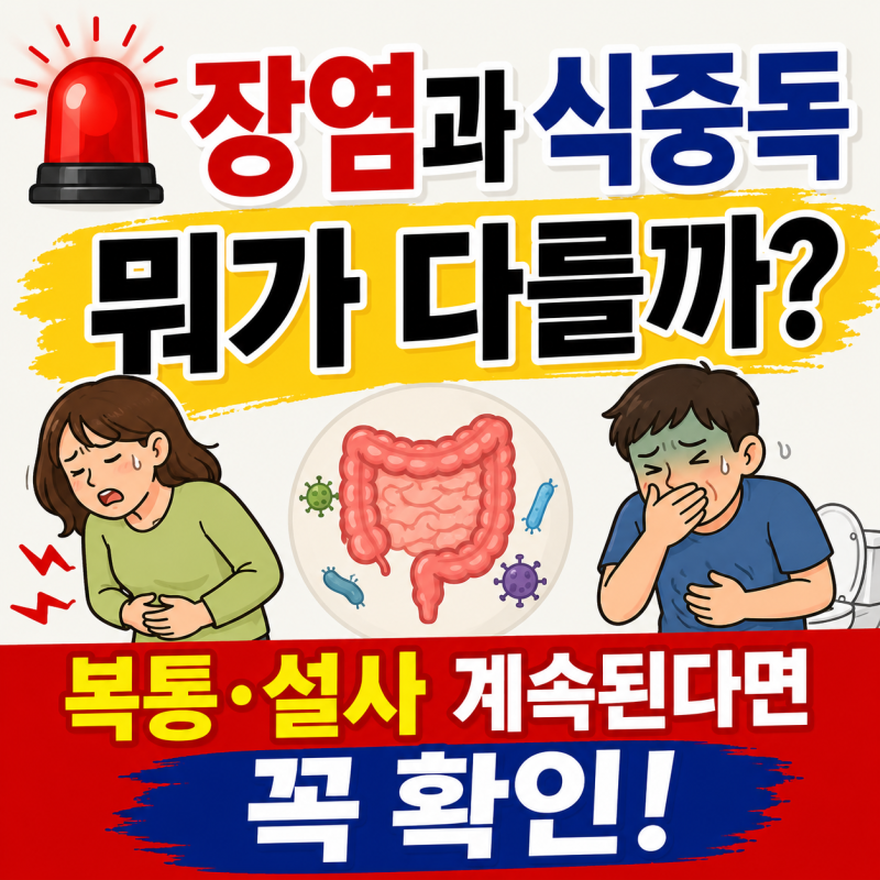 장염과 식중독의 차이점이 무엇인가요?