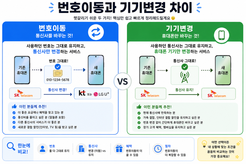 "번호이동과 기기변경 차이"