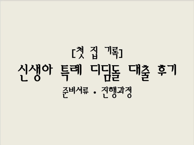 신생아 특례 디딤돌 대출 후기 : 필요 서류·진행 과정·타임라인 총정리