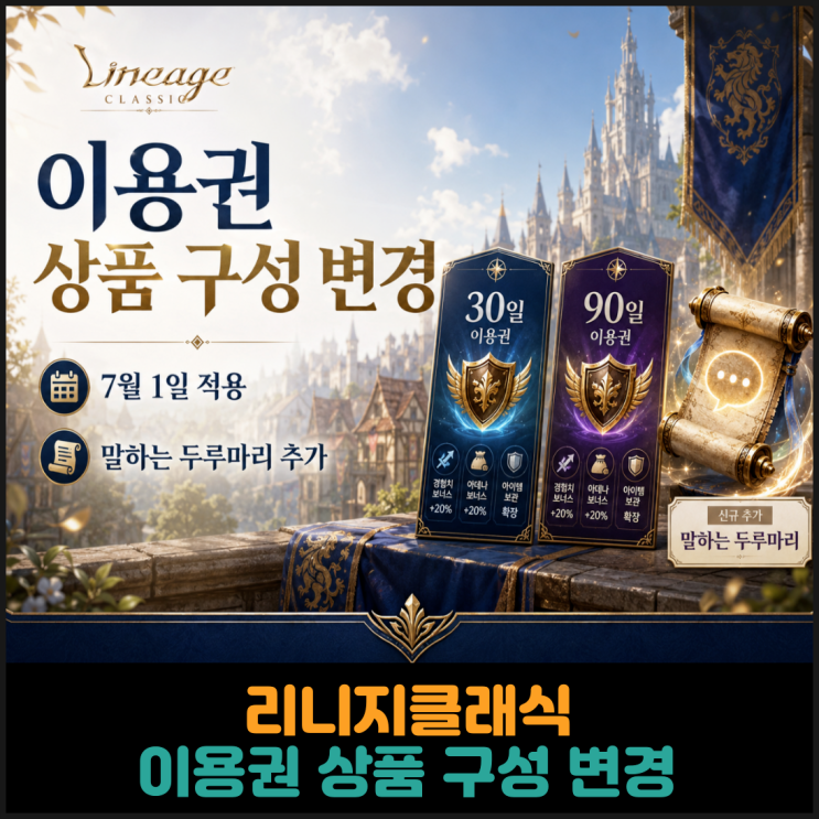 리니지클래식, 이용권 상품 구성 변경