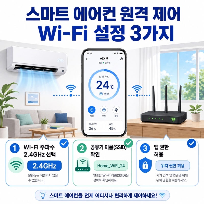 2026년형 스마트 에어컨 원격 제어 안 될 때 Wi-Fi 3가지