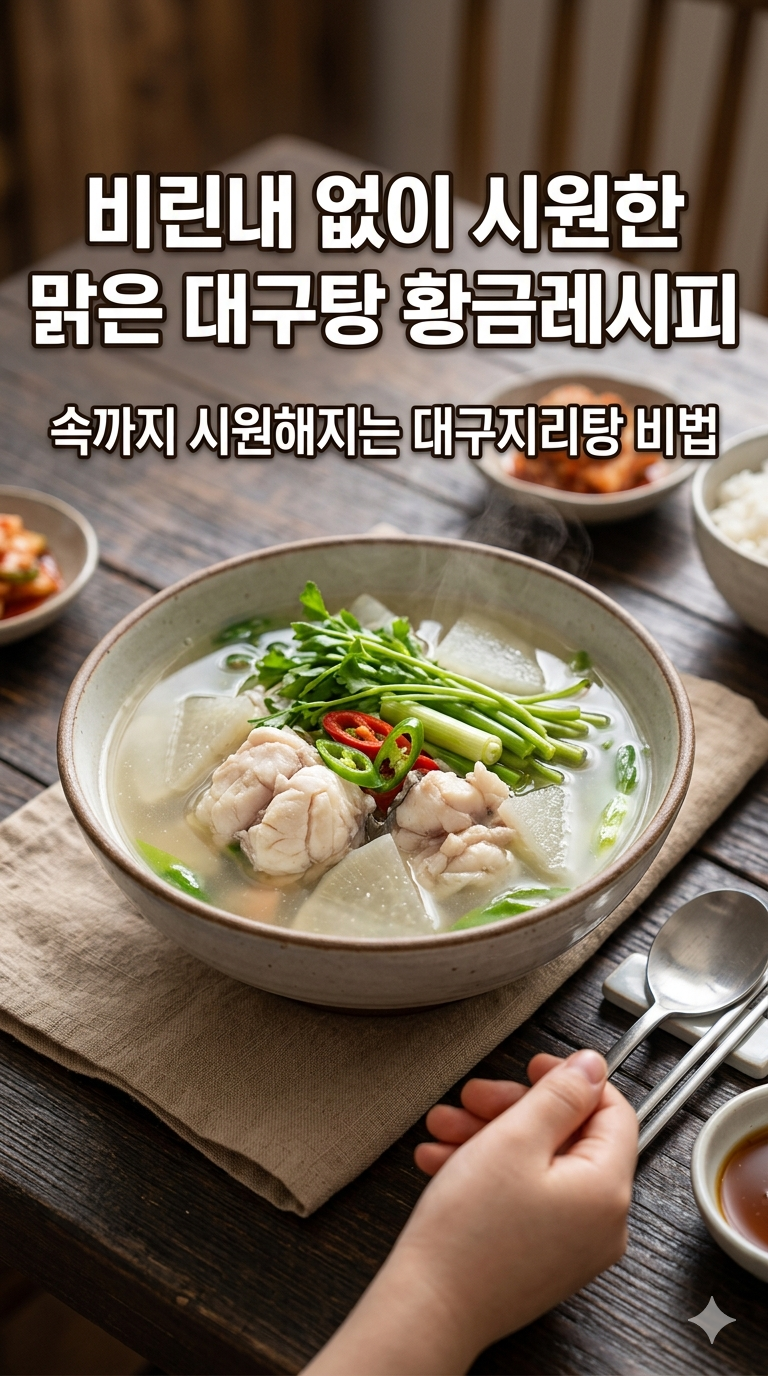 속까지 시원해지는 맑은 대구탕 레시피, 비린내 없이 끓이는 무 대구지리탕 비법