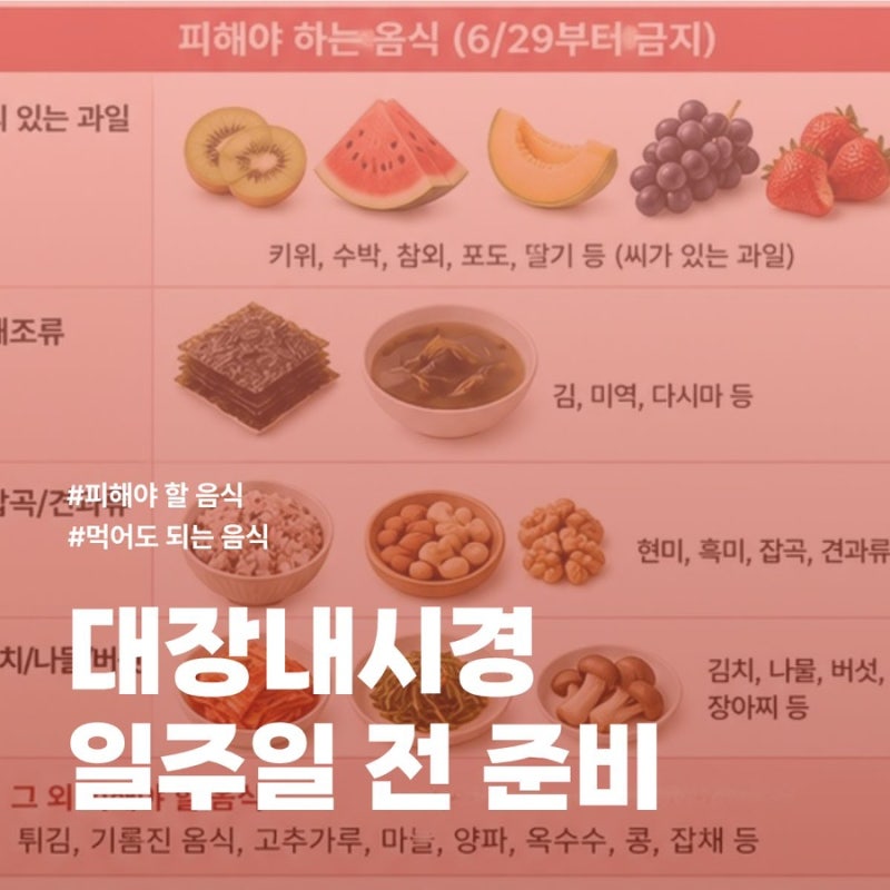 대장내시경 일주일 전, 3일 전 준비하기_ 먹어도 되는 음식, 피해야 하는 음식
