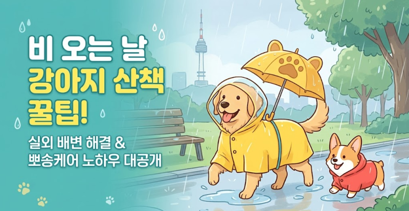 비 오는 날 강아지 산책 꿀팁! 실외 배변견 대처법부터 산책 후 발 세척 관리까지
