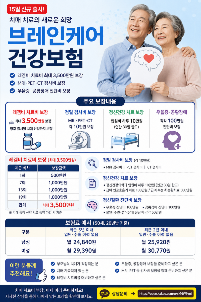 월 2만원대로 레켐비 치료비 최대 3,500만원 보장?