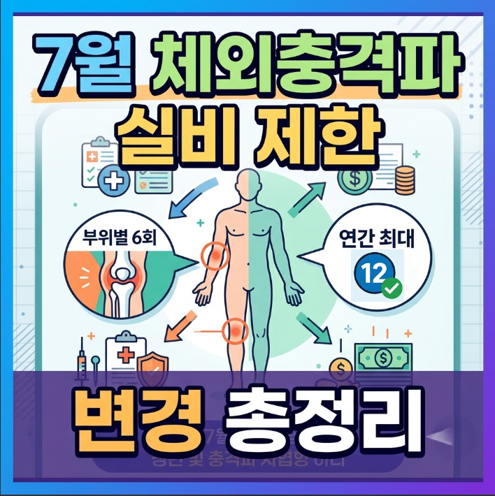 7월 체외충격파 치료 효과 가격 실비 횟수제한 가이드라인 총정리