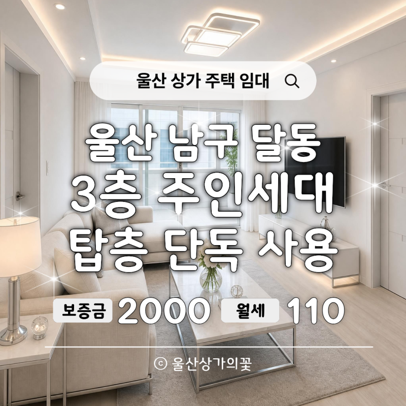 울산 달동 상가주택 주인세대 임대│깨끗한 화이트톤 리모델링 월세 매물