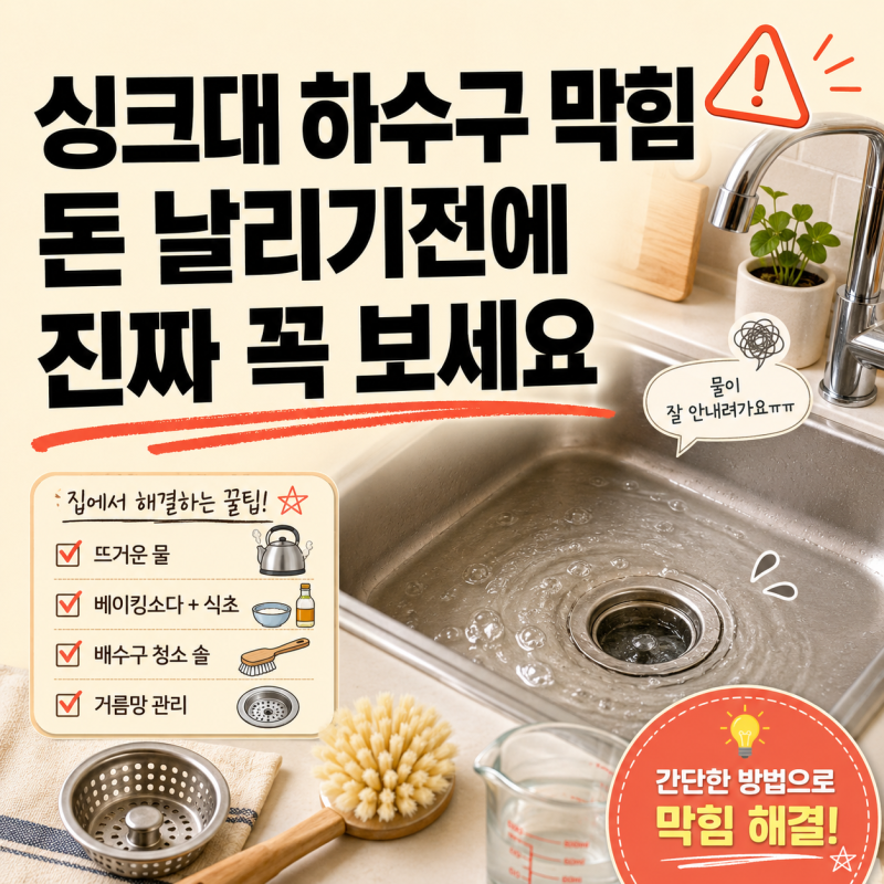 싱크대 하수구 막힘 셀프로 뚫는법 돈 날리기 전에 꼭 보세요!