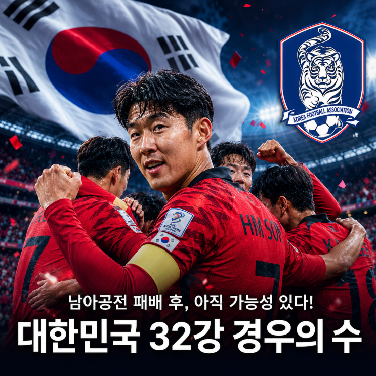 [2026 북중미 <b>월드컵</b>] 대한민국 <b>32강</b> 진출 가능성! <b>경우의 수</b>... 