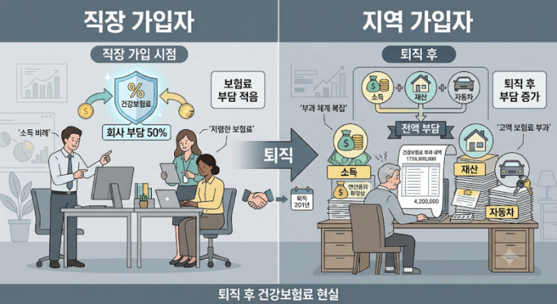 건강보험료 폭탄 완전 해부: 은퇴 후 지역 가입자 전환 대응 매뉴얼