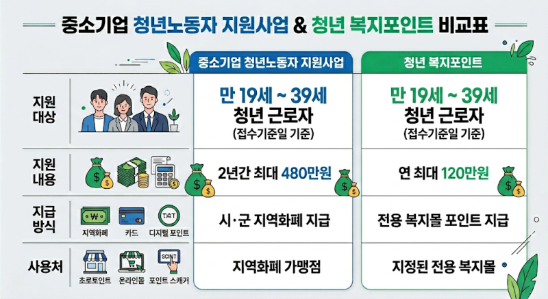 2026년 경기도 중소기업 청년노동자& 청년 복지포인트 지원사업 비교 및 신청기간