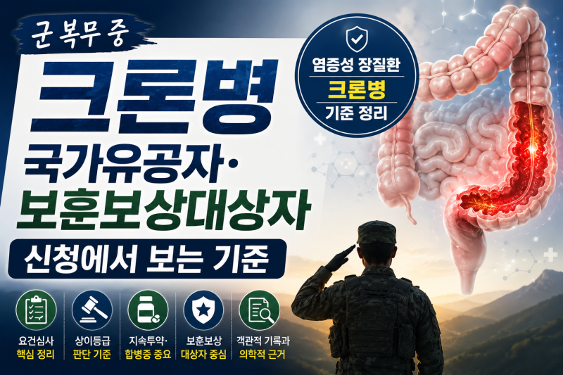 군 복무 중 크론병, 국가유공자·보훈보상대상자 신청에서 보는 기준