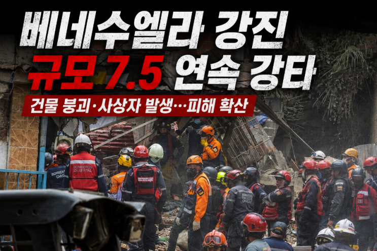 <b>베네수엘라 강진</b> 발생… 규모 7.5 연속 강타, 대규모 피해 우려
