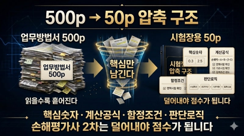 손해평가사 2차 준비｜500페이지 업무방법서보다 계산식 압축이 먼저인 이유