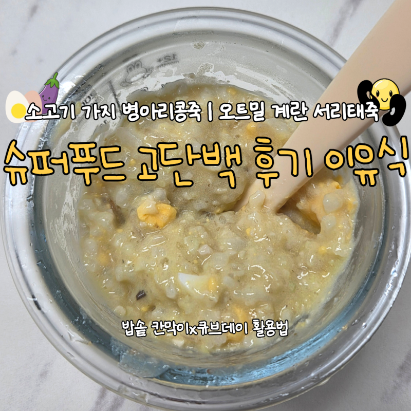 11개월 아기 후기 이유식 슈퍼푸드 고단백 식단 | 소고기 가지 병아리콩죽 | 오트밀 계란 서리....