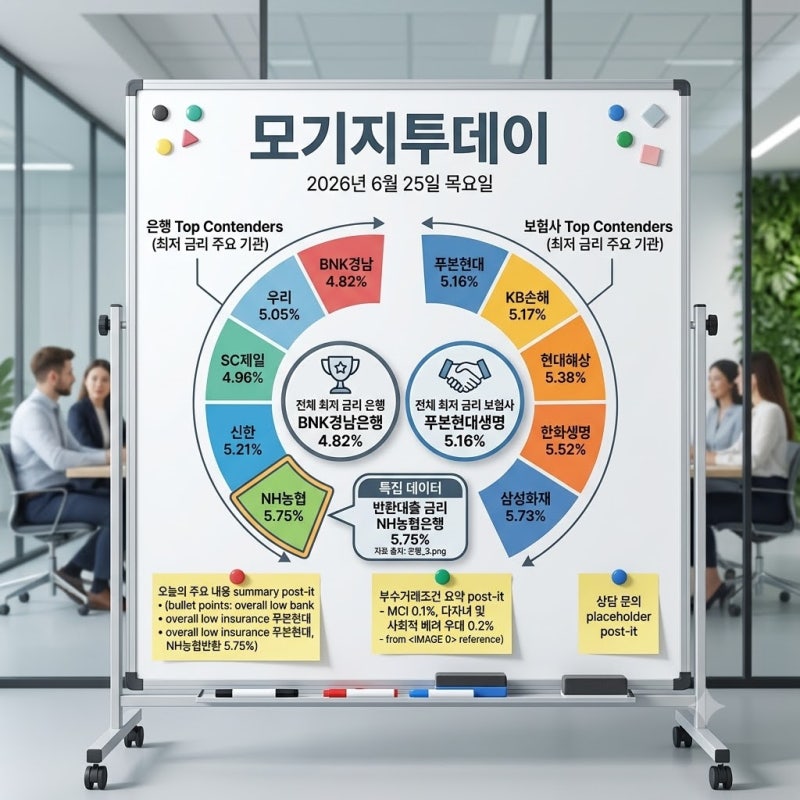 NH농협은행 전세보증금 반환대출 금리 5.75% 등 6월 25일 은행 보험사 주담대 최저 금리 비교
