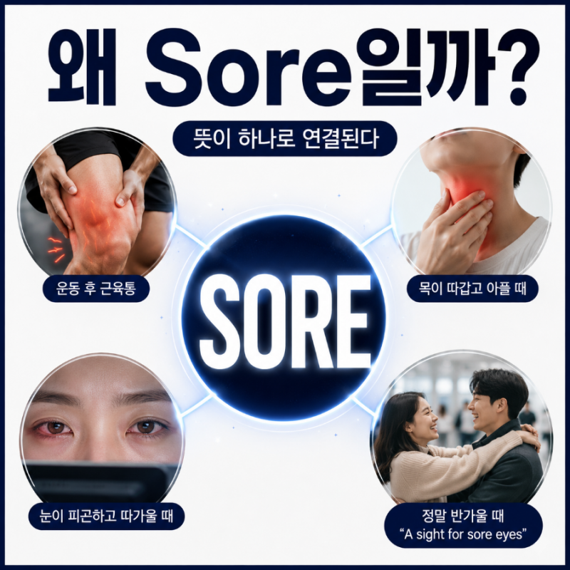Sore 뜻, 왜 뻐근하다부터 목 아프다까지 다 Sore일까? Hurt vs Sore 차이