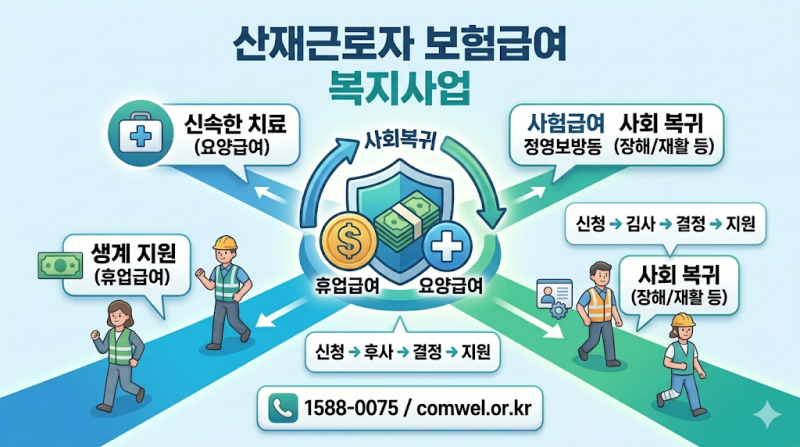 산재근로자 보험급여 종류와 신청 방법: 근로복지공단 복지사업 가이드