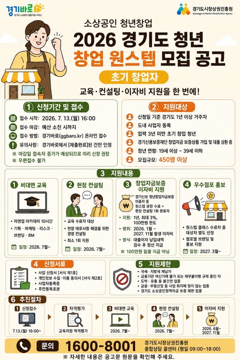 2026 경기도 청년 창업 원스텝 참여자 모집 안내