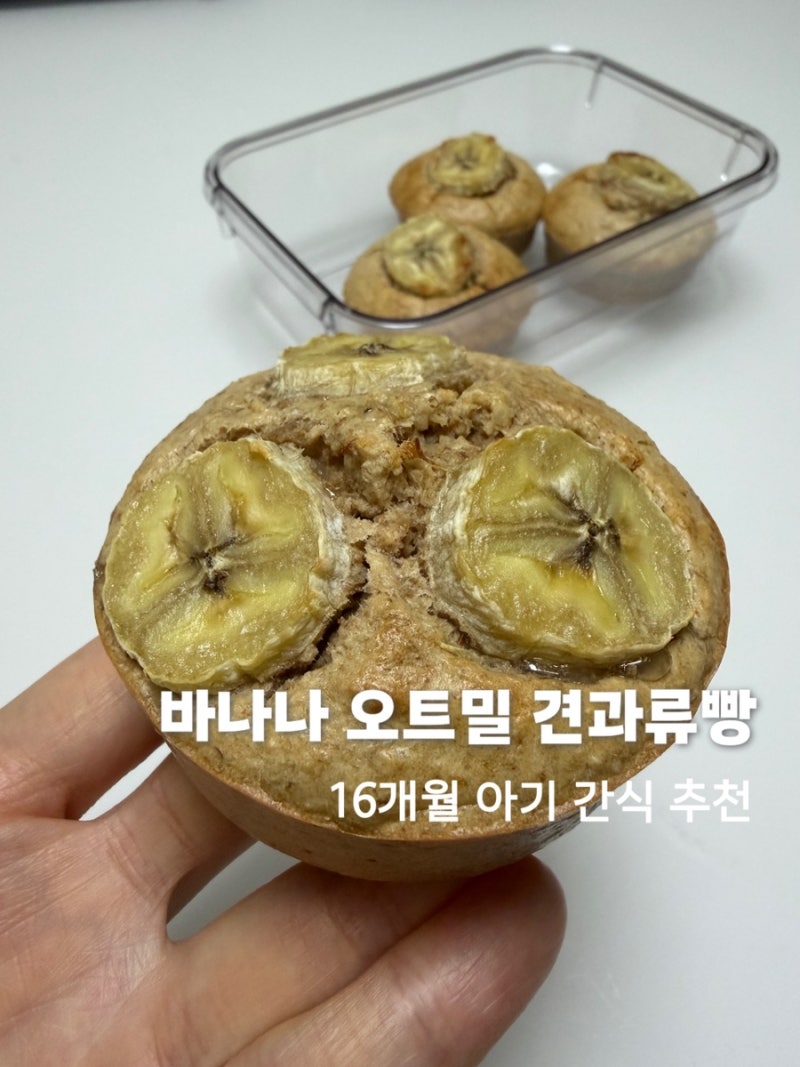 16개월 아기 간식 추천 바나나 오트밀 견과류빵 만들기