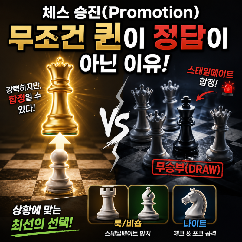 체스 승진(Promotion)할 때 무조건 퀸이 정답이 아닌 이유: 스테일메이트의 함정