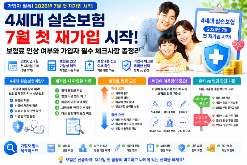 4세대 실손보험 7월 첫 재가입 시작! 보험료 인상 여부와 가입자 필수 체크사항