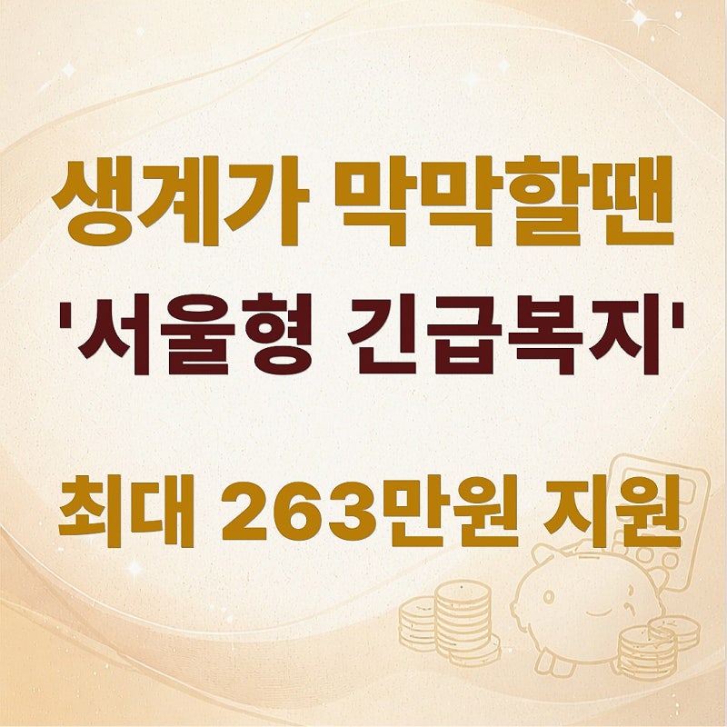 실직·폐업·질병 시 최대 263만원 지원! 2026 서울형 긴급복지지원 대상·신청조건 총정리