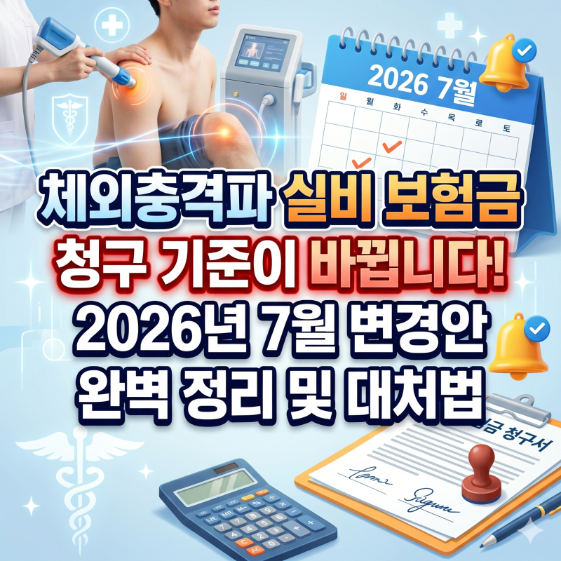 체외충격파 실비 보험금 청구 기준이 바뀝니다! 2026년 7월 변경안 완벽 정리 및 대처