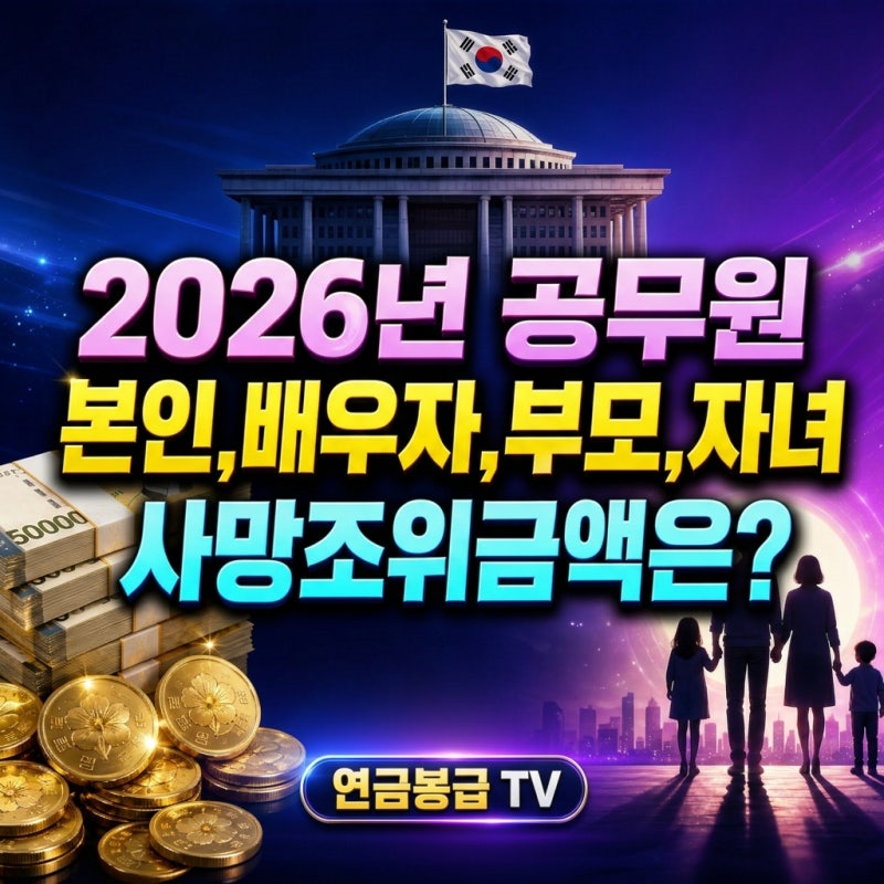 2026년 공무원 본인, 배우자, 부모, 자료 사망조위금 및 증가액