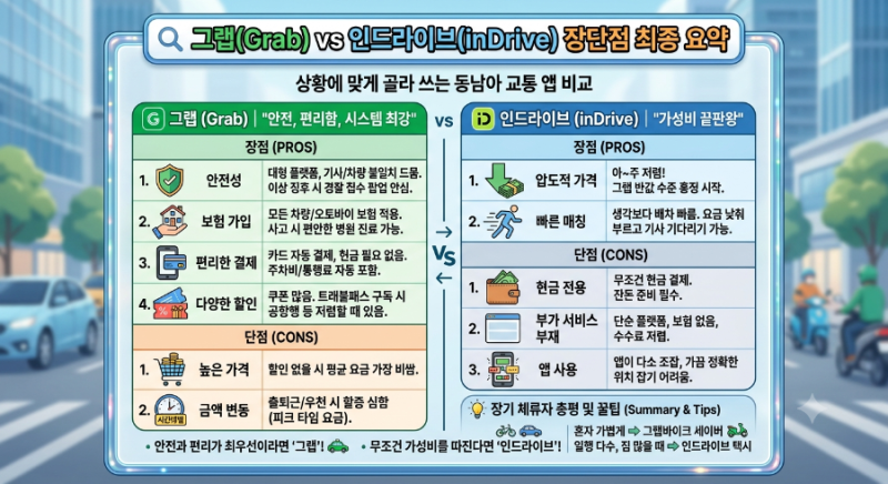 태국/베트남 그랩 vs 인드라이브 실제 6개월 찐후기 (최저가 오토바이/택시 활용법)