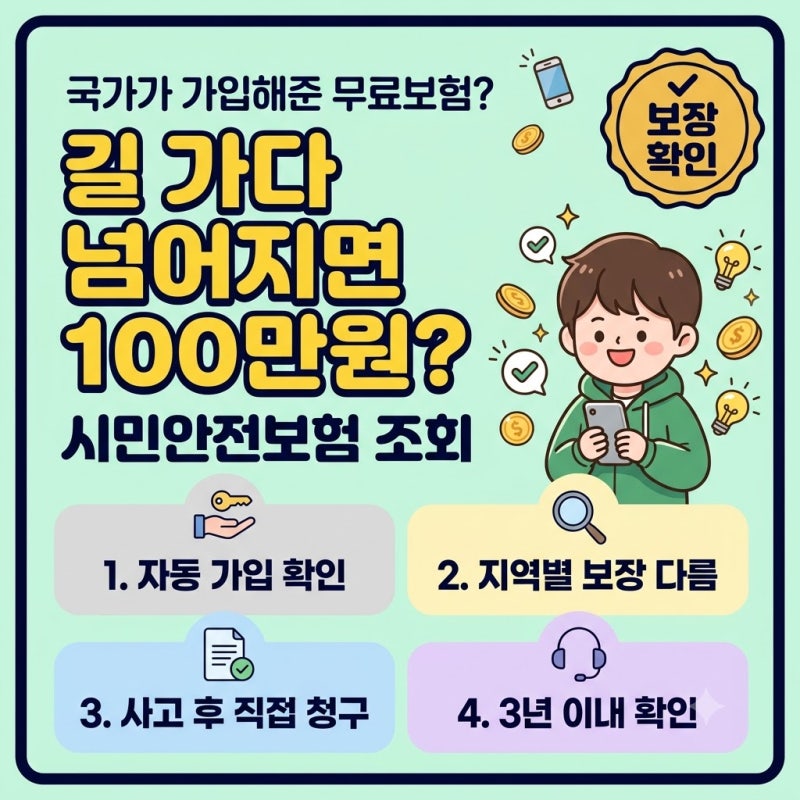 상해보험 무료 자동가입 우리동네 시민안전보험 조회 신청방법