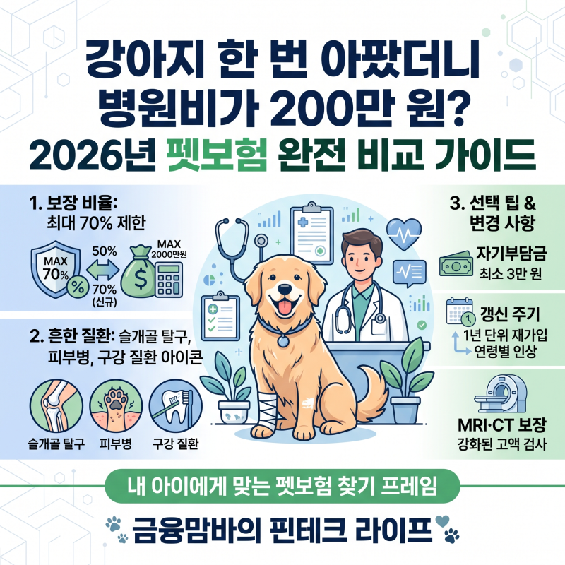 강아지 한 번 아팠더니 병원비가 200만 원? 2026년 펫보험 완전 비교 가이드