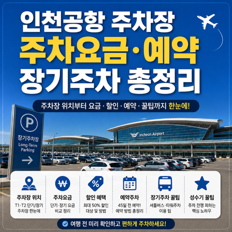 인천공항 주차장 어디가 좋을까? 장기주차부터 예약, 주차요금까지 총정리