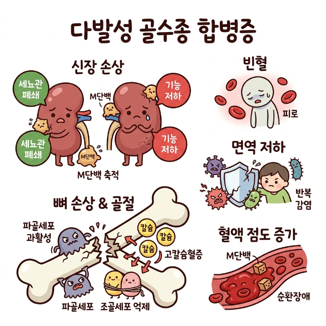 다발성 골수종 합병증 총정리｜신장 손상과 골절 위험 구조 분석