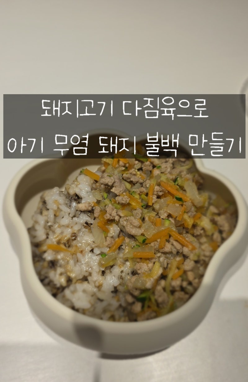 [21개월] 무염유아식 | 한그릇요리! 돼지고기 다짐육 활용한 아기 무염 불백 만들기(도라지배....