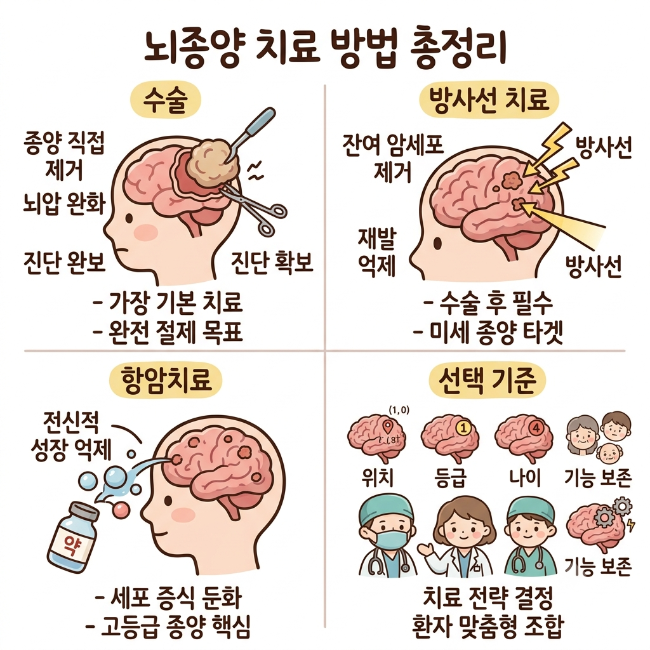 뇌종양 치료 방법 총정리｜수술·방사선·항암치료 선택 기준
