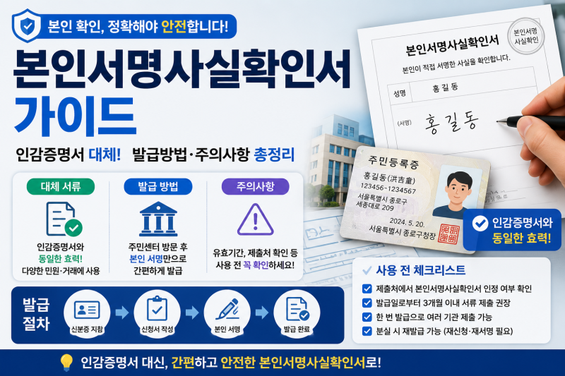 본인서명사실확인서 가이드｜인감증명서 대체·발급방법·주의사항 정리